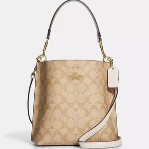 Coach Mollie Signature Bucket Crossbody Bag Light Khaki/Chalk